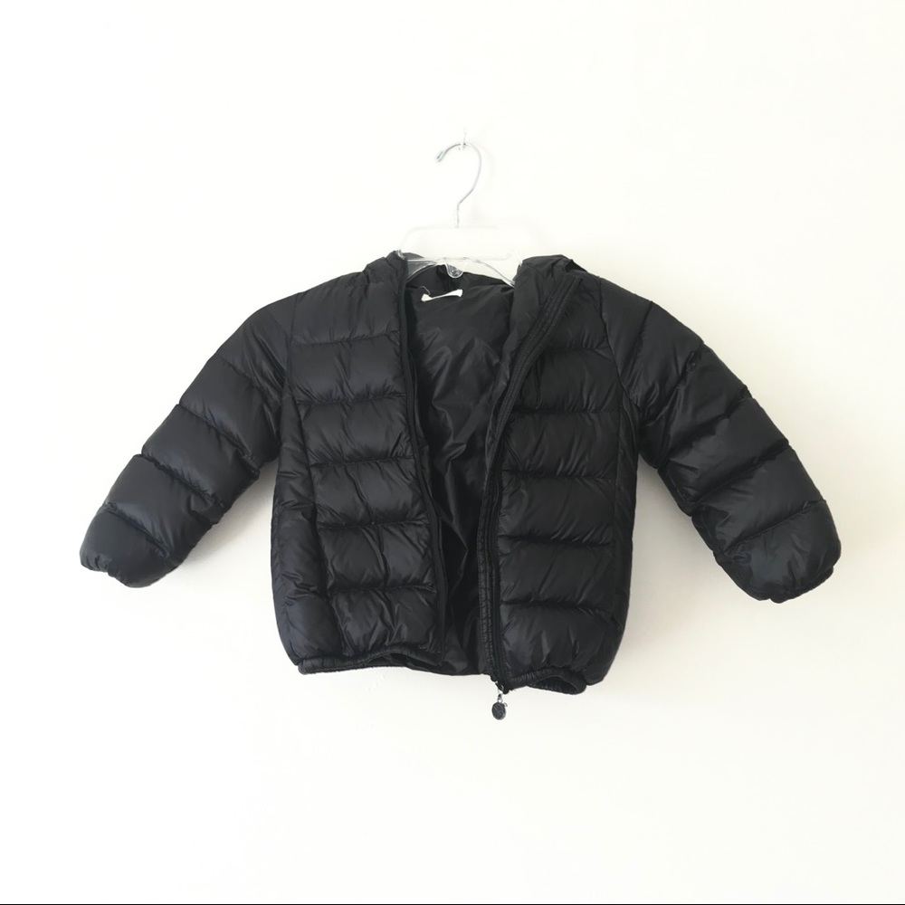 Kid’s black hooded puffer down jacket